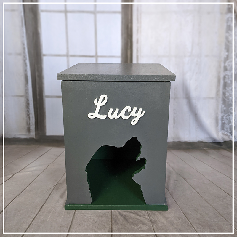 Grey Green Retriever Dog Toy Box Lucy