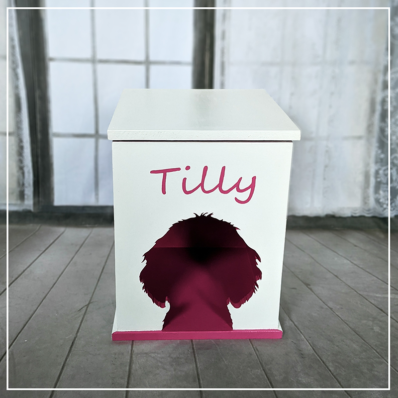 Pink White Dog Toy Box Cockerpoo