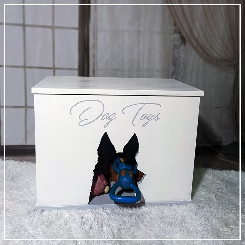 White Grey Toy Box German Shepherd